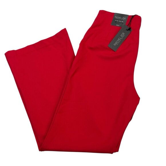 Rachel Zoe Pants Womens 6 Red Hi Rise Flare Leg Jersey Knit Office Holiday Xmas - Picture 1 of 11